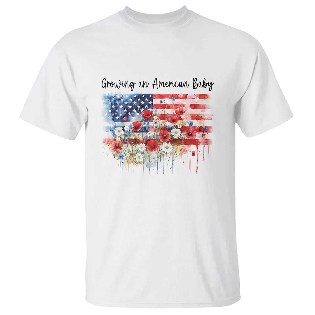 Funny 4th Of July Pregnancy Announcement T Shirt Growing An American Baby USA Flag - Wonder Print Shop