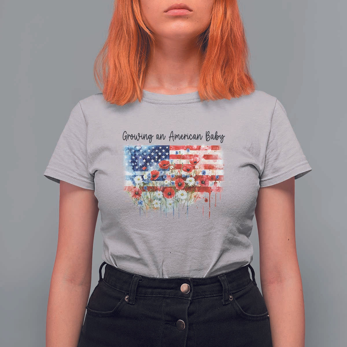 Funny 4th Of July Pregnancy Announcement T Shirt For Women Growing An American Baby USA Flag - Wonder Print Shop