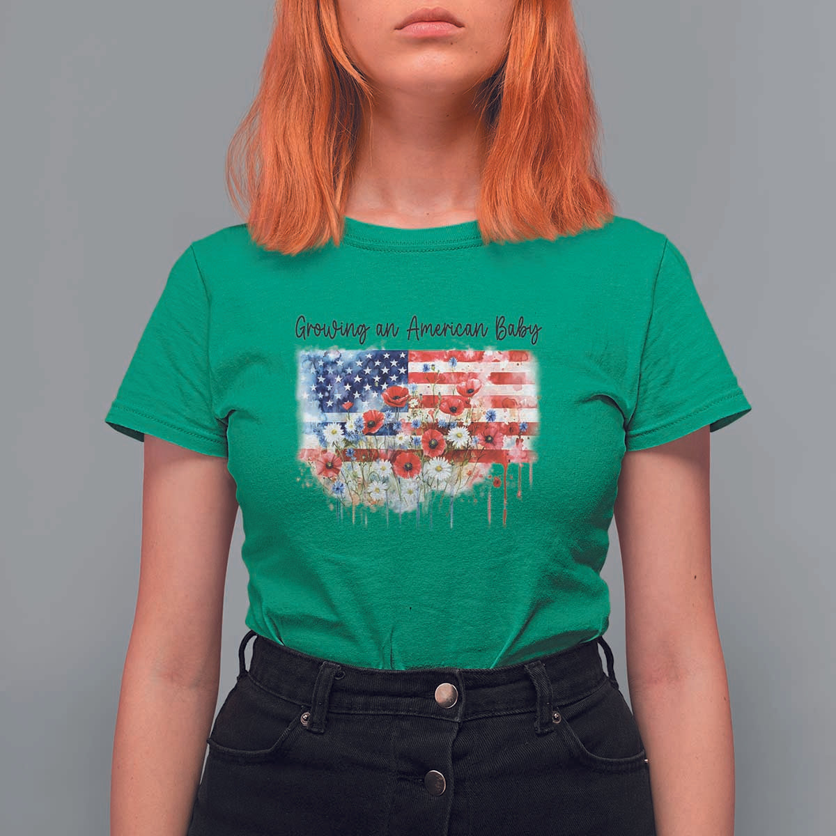 Funny 4th Of July Pregnancy Announcement T Shirt For Women Growing An American Baby USA Flag - Wonder Print Shop