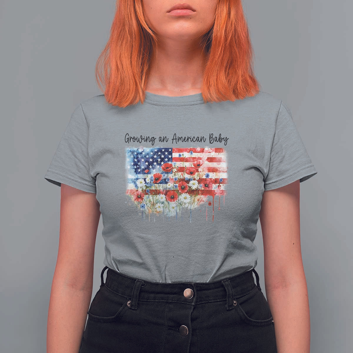 Funny 4th Of July Pregnancy Announcement T Shirt For Women Growing An American Baby USA Flag - Wonder Print Shop
