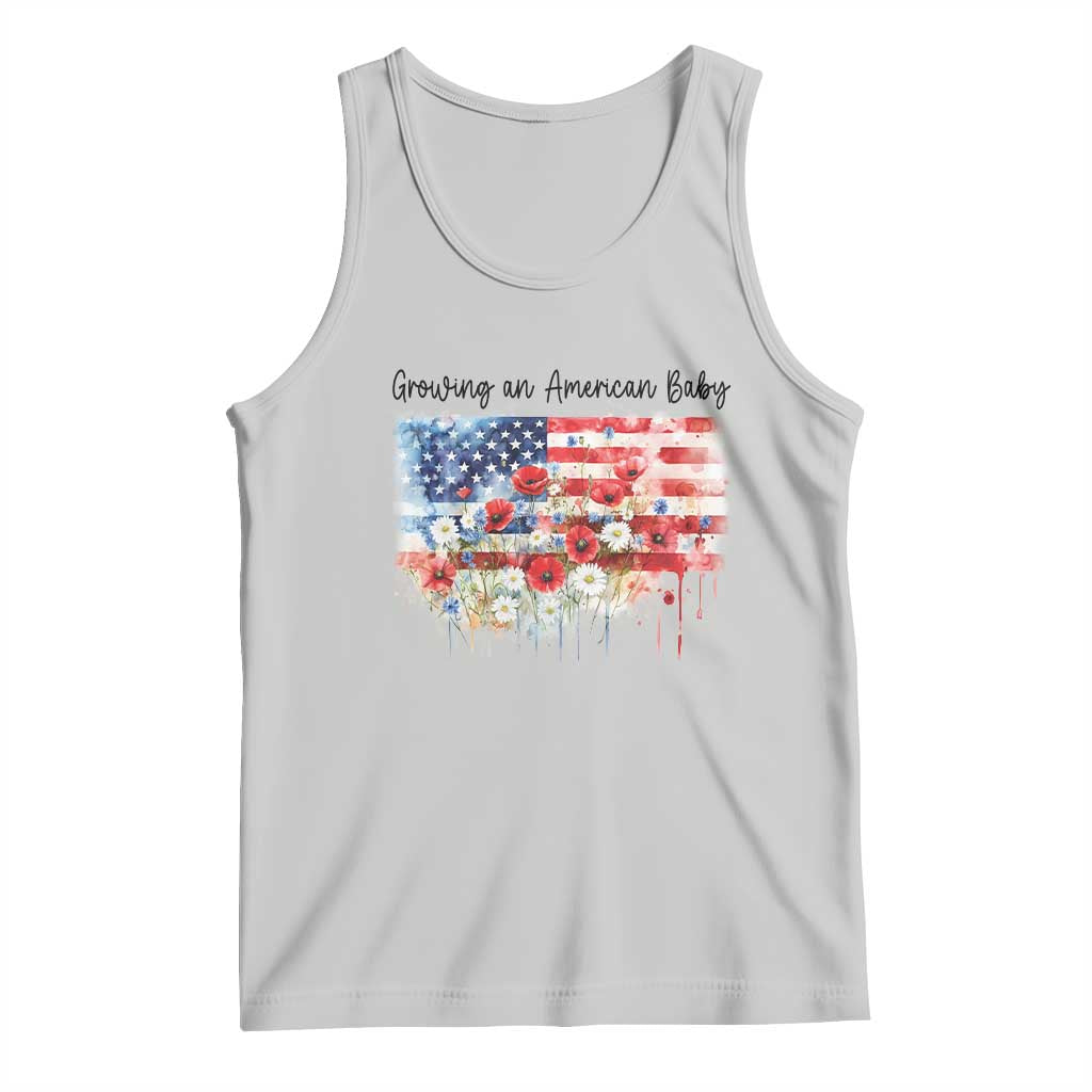Funny 4th Of July Pregnancy Announcement Tank Top Growing An American Baby USA Flag - Wonder Print Shop