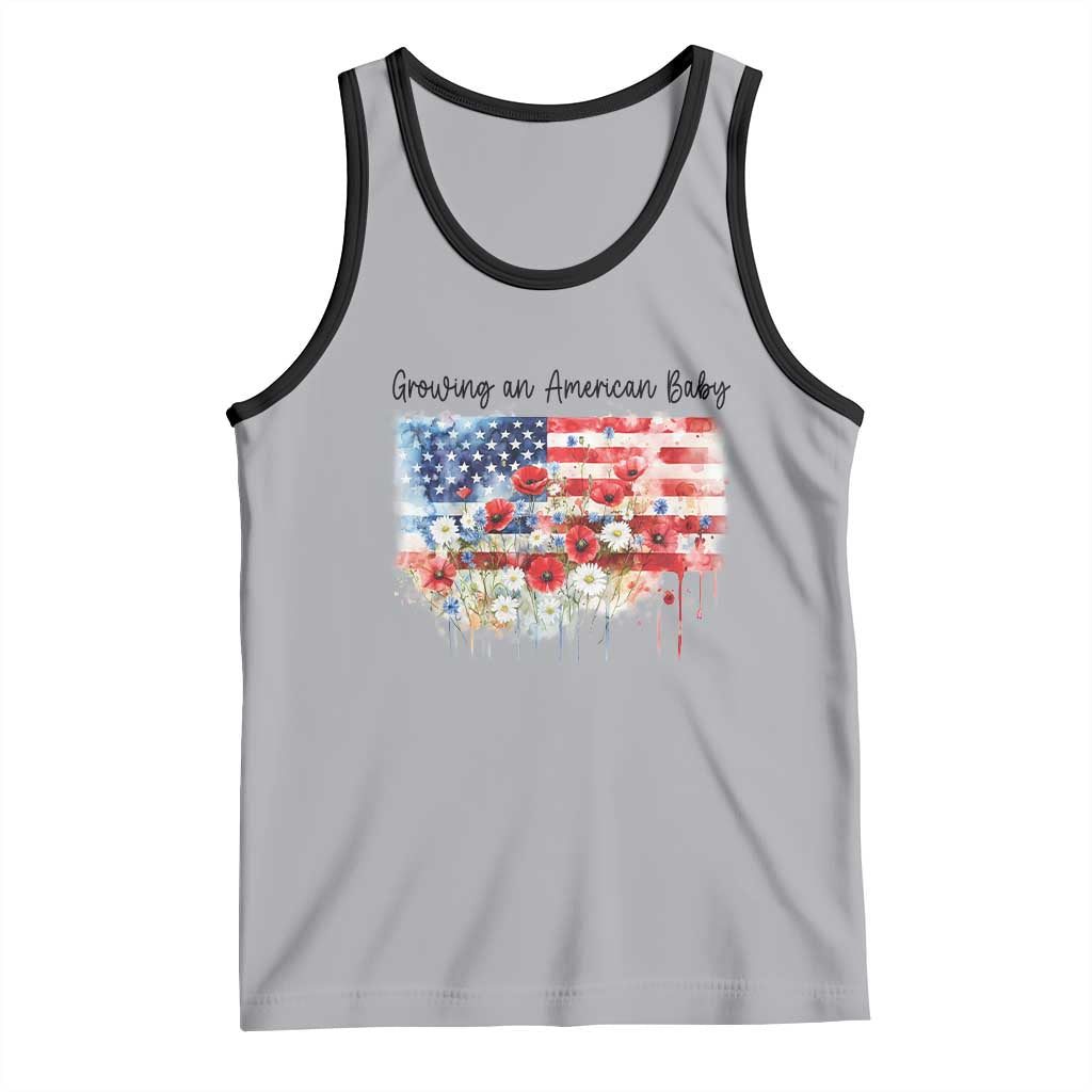Funny 4th Of July Pregnancy Announcement Tank Top Growing An American Baby USA Flag - Wonder Print Shop