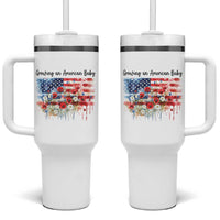 Funny 4th Of July Pregnancy Announcement Tumbler With Handle Growing An American Baby USA Flag - Wonder Print Shop