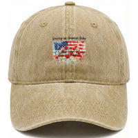 Funny 4th Of July Pregnancy Announcement Washed Cotton Baseball Cap Growing An American Baby USA Flag