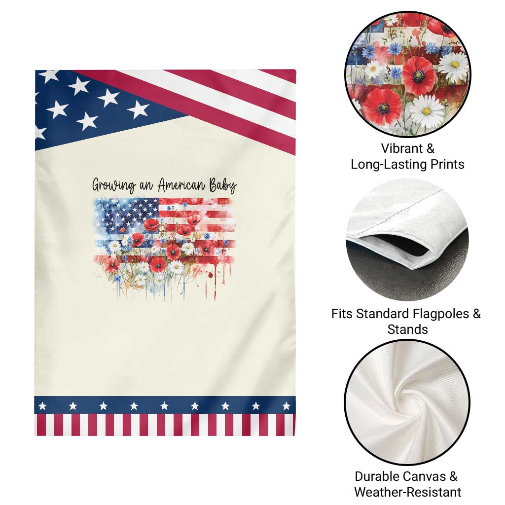 Funny 4th Of July Pregnancy Announcement Garden Flag Growing An American Baby USA Flag