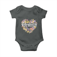 Funny Radicalized By Basic Decency Democracy Baby Onesie Women Floral Heart - Wonder Print Shop