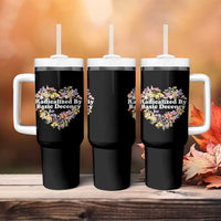 Funny Radicalized By Basic Decency Tumbler With Handle Women Floral Heart - Wonder Print Shop