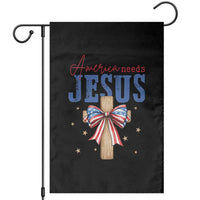 Funny America Needs Jesus Garden Flag 4th Of July Patriotic Christian Coquette Bow - Wonder Print Shop