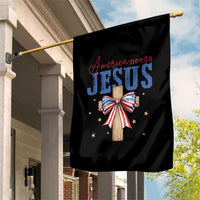 Funny America Needs Jesus Garden Flag 4th Of July Patriotic Christian Coquette Bow - Wonder Print Shop