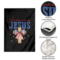Funny America Needs Jesus Garden Flag 4th Of July Patriotic Christian Coquette Bow - Wonder Print Shop