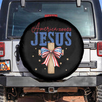 Funny America Needs Jesus Spare Tire Cover 4th Of July Patriotic Christian Coquette Bow - Wonder Print Shop