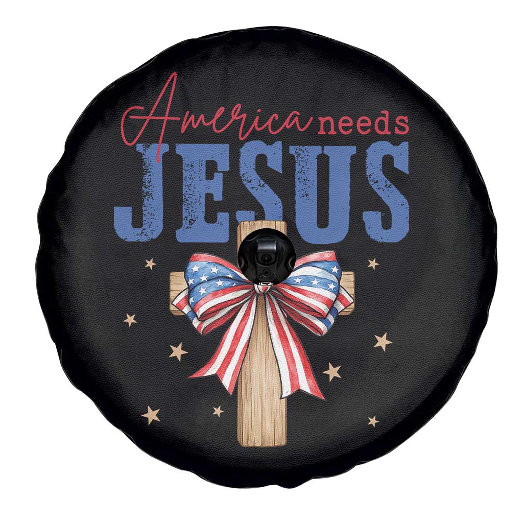 Funny America Needs Jesus Spare Tire Cover 4th Of July Patriotic Christian Coquette Bow - Wonder Print Shop