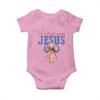 Funny America Needs Jesus Baby Onesie 4th Of July Patriotic Christian Coquette Bow - Wonder Print Shop