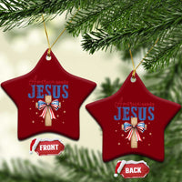 Funny America Needs Jesus Ceramic Ornament 4th Of July Patriotic Christian Coquette Bow - Wonder Print Shop