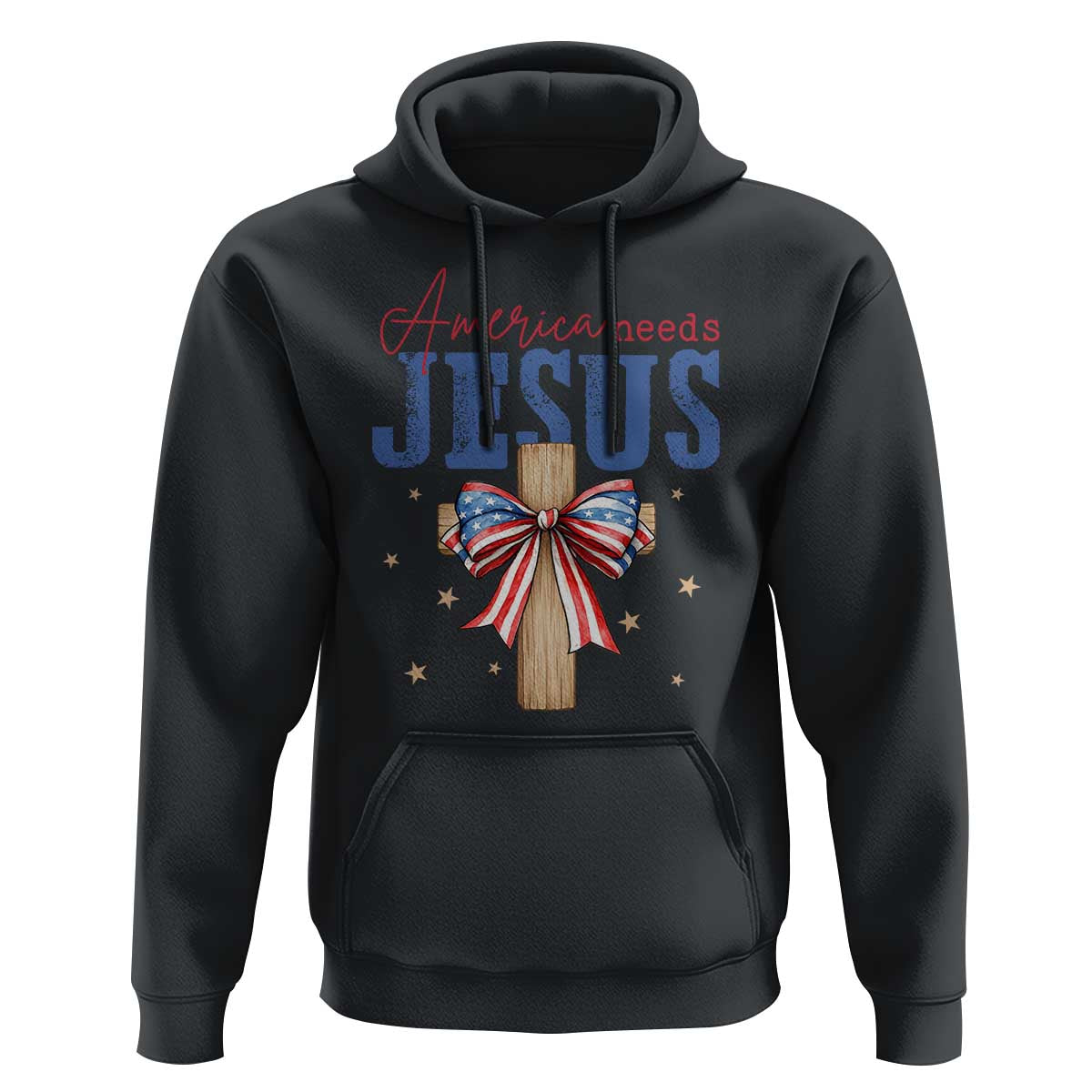 Funny America Needs Jesus Hoodie 4th Of July Patriotic Christian Coquette Bow - Wonder Print Shop
