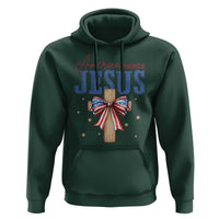 Funny America Needs Jesus Hoodie 4th Of July Patriotic Christian Coquette Bow - Wonder Print Shop