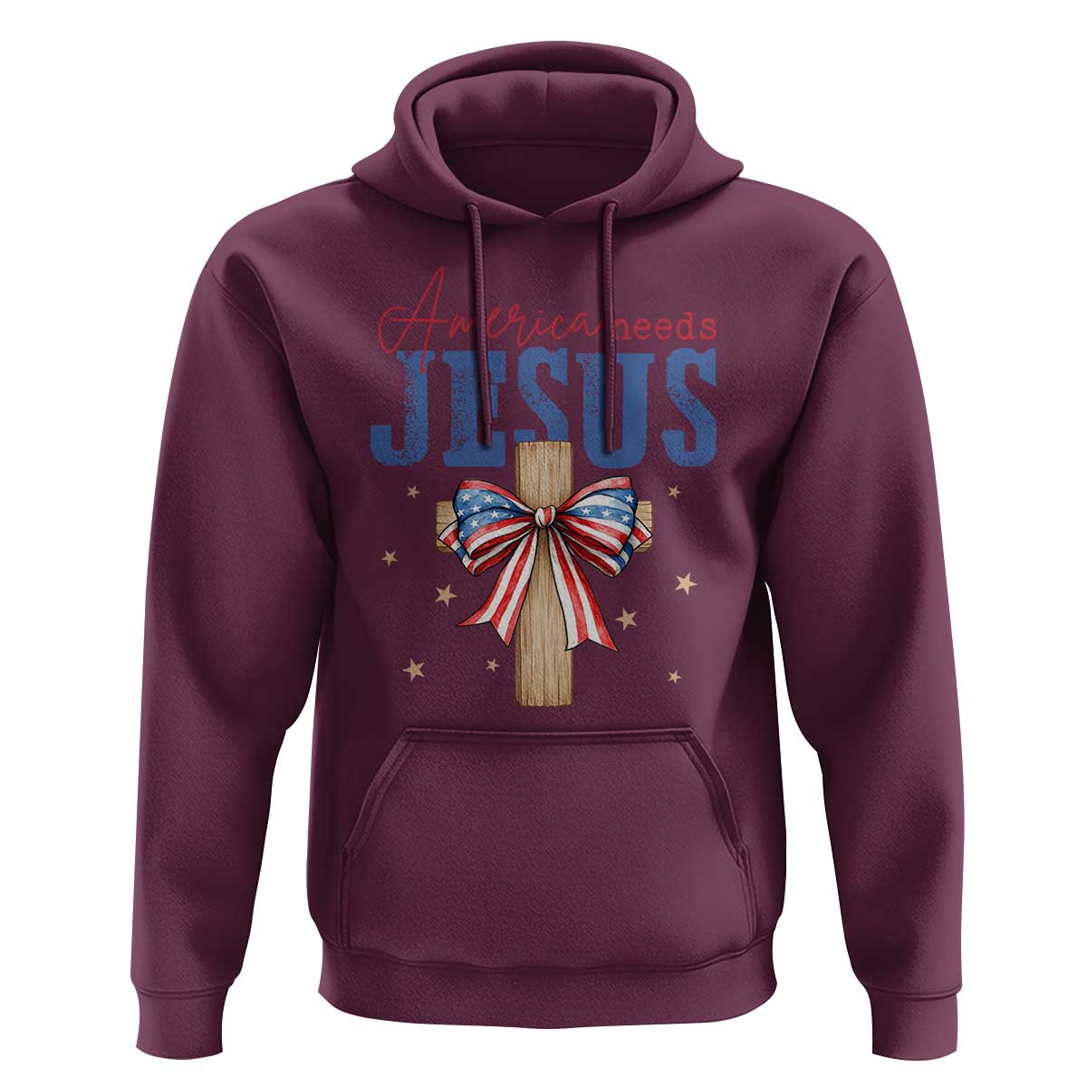 Funny America Needs Jesus Hoodie 4th Of July Patriotic Christian Coquette Bow - Wonder Print Shop