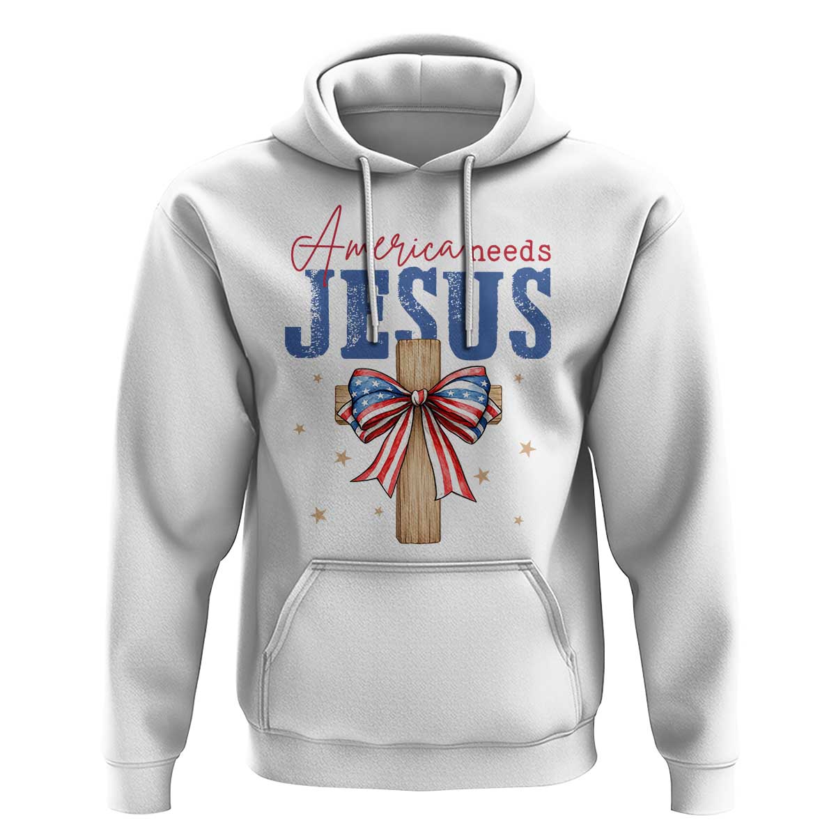 Funny America Needs Jesus Hoodie 4th Of July Patriotic Christian Coquette Bow - Wonder Print Shop
