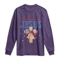 Funny America Needs Jesus Long Sleeve Shirt 4th Of July Patriotic Christian Coquette Bow - Wonder Print Shop