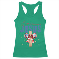 Funny America Needs Jesus Racerback Tank Top 4th Of July Patriotic Christian Coquette Bow - Wonder Print Shop