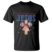 Funny America Needs Jesus T Shirt 4th Of July Patriotic Christian Coquette Bow - Wonder Print Shop