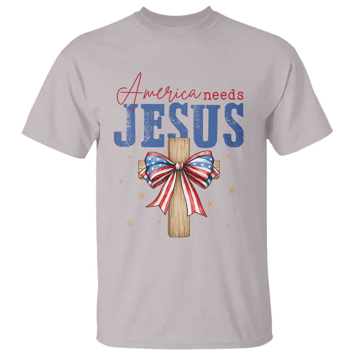 Funny America Needs Jesus T Shirt 4th Of July Patriotic Christian Coquette Bow - Wonder Print Shop