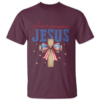 Funny America Needs Jesus T Shirt 4th Of July Patriotic Christian Coquette Bow - Wonder Print Shop