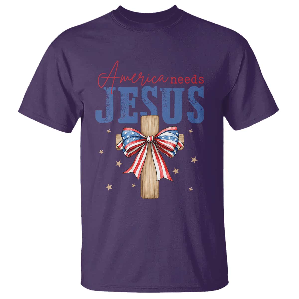 Funny America Needs Jesus T Shirt 4th Of July Patriotic Christian Coquette Bow - Wonder Print Shop