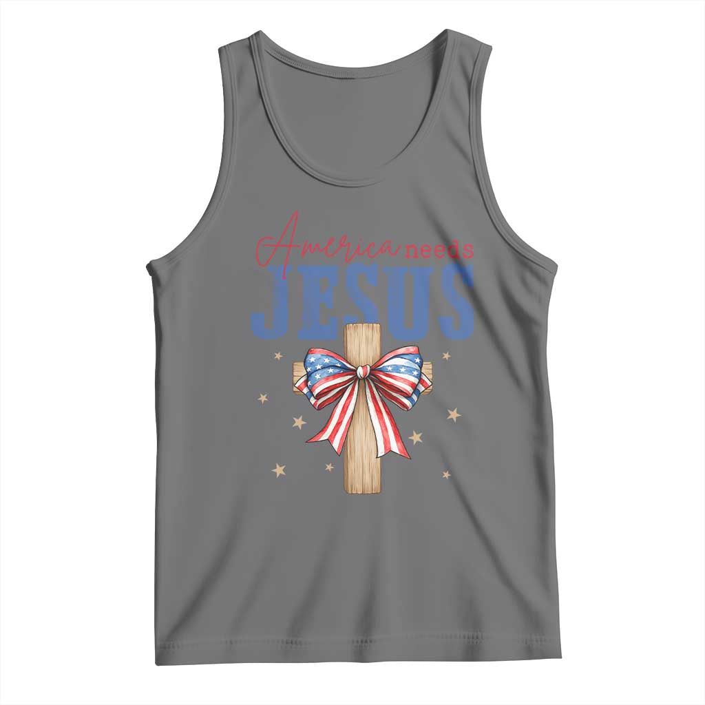 Funny America Needs Jesus Tank Top 4th Of July Patriotic Christian Coquette Bow - Wonder Print Shop