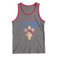 Funny America Needs Jesus Tank Top 4th Of July Patriotic Christian Coquette Bow - Wonder Print Shop