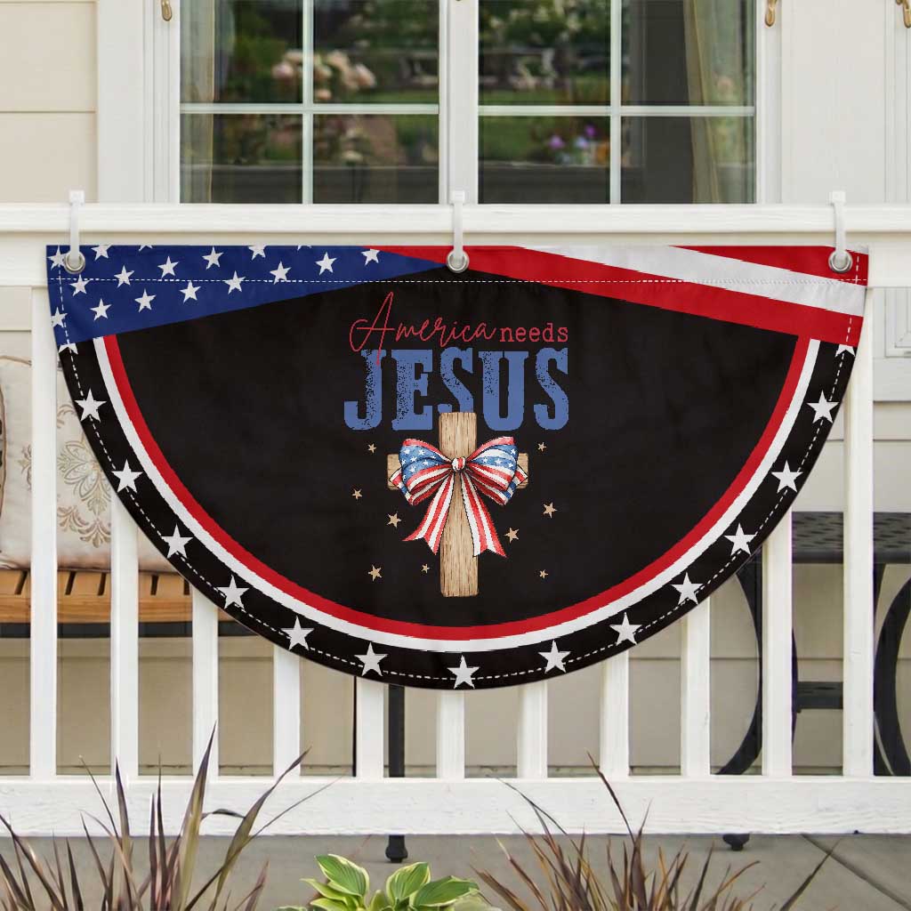 Funny America Needs Jesus Patriotic Fan Flag 4th Of July Christian Coquette Bow