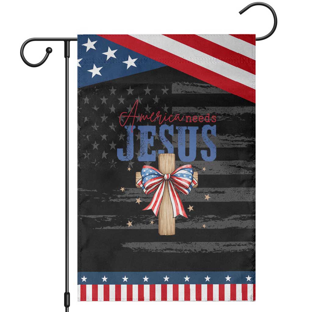 Funny America Needs Jesus Garden Flag 4th Of July Patriotic Christian Coquette Bow