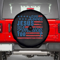 Funny She Loves Jesus And America Too Spare Tire Cover 4th Of July Christian American Flag - Wonder Print Shop