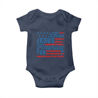 Funny She Loves Jesus And America Too Baby Onesie 4th Of July Christian American Flag - Wonder Print Shop