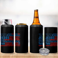 Funny She Loves Jesus And America Too 4 in 1 Can Cooler Tumbler 4th Of July Christian American Flag - Wonder Print Shop