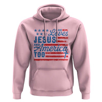Funny She Loves Jesus And America Too Hoodie 4th Of July Christian American Flag - Wonder Print Shop