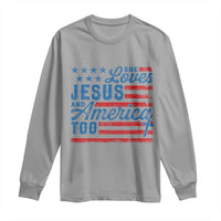 Funny She Loves Jesus And America Too Long Sleeve Shirt 4th Of July Christian American Flag - Wonder Print Shop