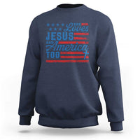 Funny She Loves Jesus And America Too Sweatshirt 4th Of July Christian American Flag - Wonder Print Shop