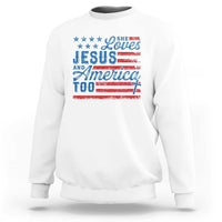 Funny She Loves Jesus And America Too Sweatshirt 4th Of July Christian American Flag - Wonder Print Shop