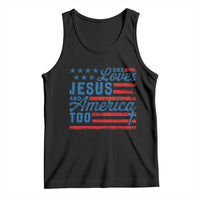 Funny She Loves Jesus And America Too Tank Top 4th Of July Christian American Flag - Wonder Print Shop