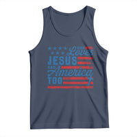 Funny She Loves Jesus And America Too Tank Top 4th Of July Christian American Flag - Wonder Print Shop