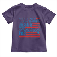 Funny She Loves Jesus And America Too Toddler T Shirt 4th Of July Christian American Flag - Wonder Print Shop