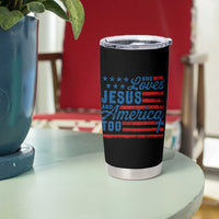 Funny She Loves Jesus And America Too Tumbler Cup 4th Of July Christian American Flag - Wonder Print Shop