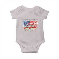 Funny 4th Of July Land Of The Free Because Of The Brave Baby Onesie American Flag Flowers - Wonder Print Shop