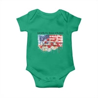 Funny 4th Of July Land Of The Free Because Of The Brave Baby Onesie American Flag Flowers - Wonder Print Shop