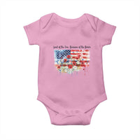 Funny 4th Of July Land Of The Free Because Of The Brave Baby Onesie American Flag Flowers - Wonder Print Shop