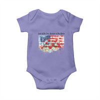 Funny 4th Of July Land Of The Free Because Of The Brave Baby Onesie American Flag Flowers - Wonder Print Shop