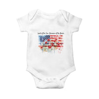 Funny 4th Of July Land Of The Free Because Of The Brave Baby Onesie American Flag Flowers - Wonder Print Shop