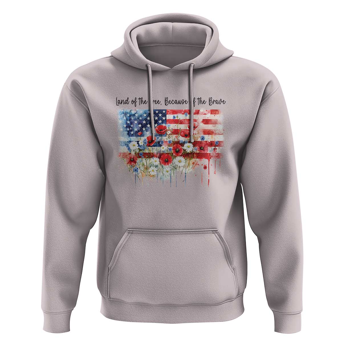Funny 4th Of July Land Of The Free Because Of The Brave Hoodie American Flag Flowers - Wonder Print Shop