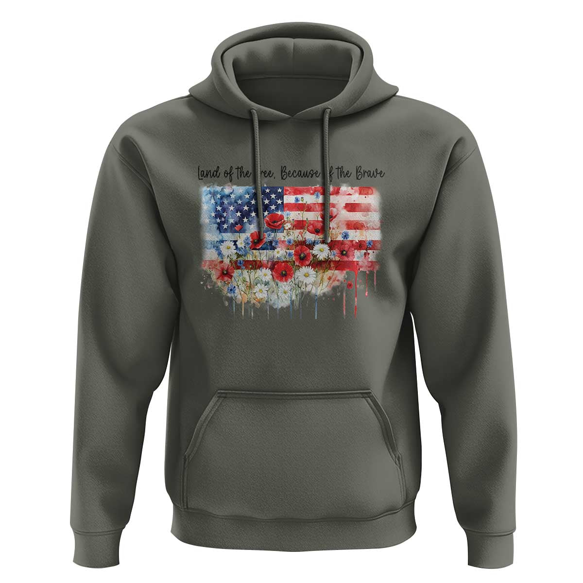Funny 4th Of July Land Of The Free Because Of The Brave Hoodie American Flag Flowers - Wonder Print Shop